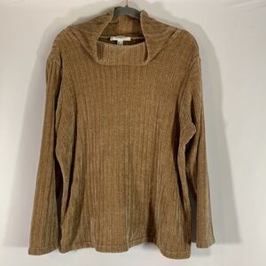 Addition Elle Light Brown Velvet Soft Pullover Sweater
